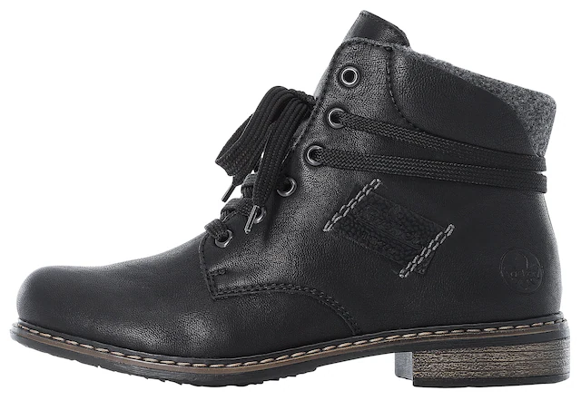 Rieker Schnürstiefelette  , Schnürboots, Blockabsatz, mit gepolstertem Schaftabschluss