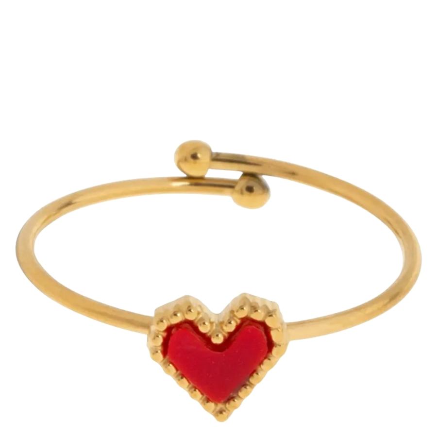 Timi Of Sweden Sarah Red Heart Ring Stainless Steel