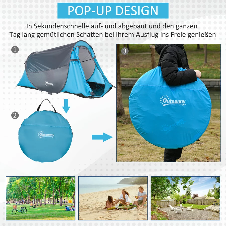 Outsunny Campingzelt für 1-2 Personen blau, grau