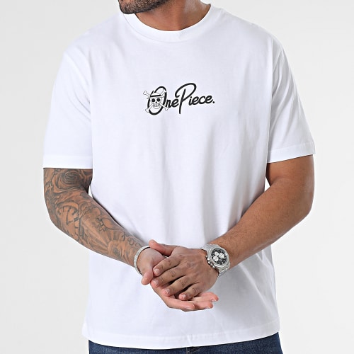 Tee Shirt Oversize Large Mugiwara Logo Blanc Noir