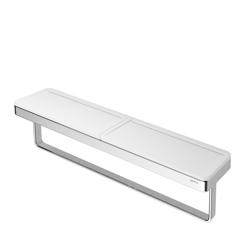 Geesa Frame handdoekrek met plateau 42cm wit/chroom