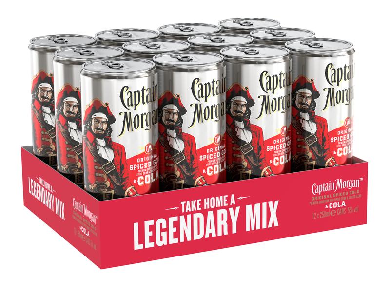 Captain Morgan Rum Spiced Gold & Cola 12 x 0.25 l Alkoholhaltiges Mixgetränk mit Cola