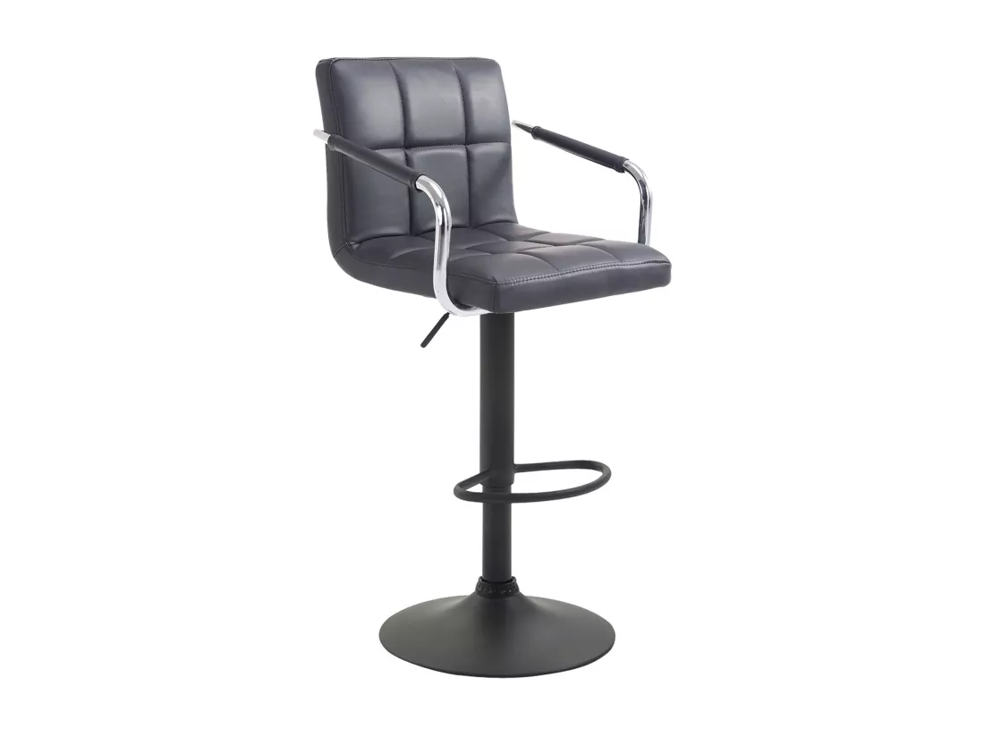 Tabouret de bar - Similicuir & Métal - Noir - Lucy V2