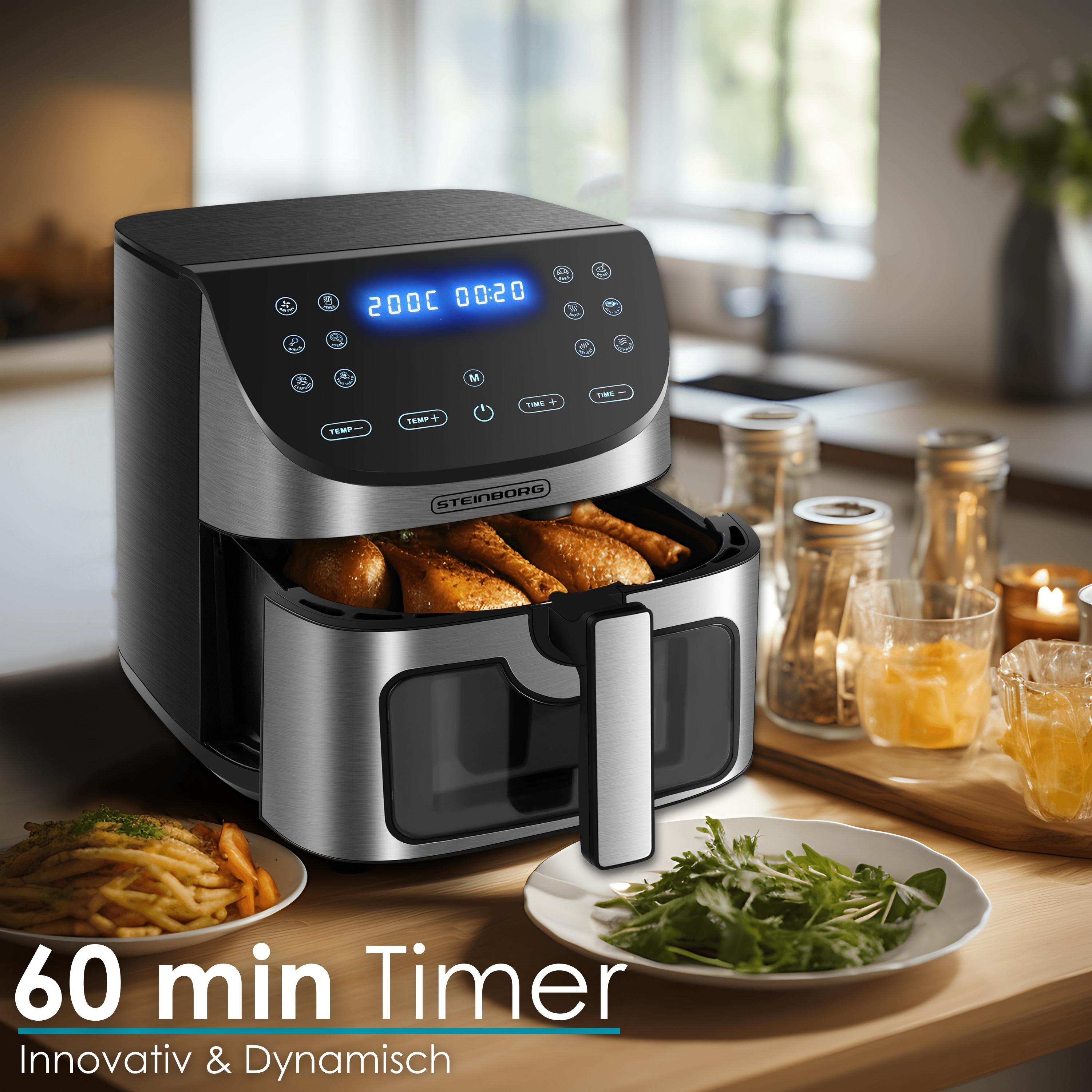 Steinborg 4in1 Heißluftfritteuse 8L 12 automatische Programme 1700W