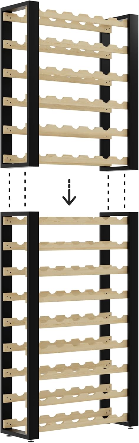 Lenmar Serie RW Weinregal aus Holz für Flaschen, LOFT, Flaschen, Wein, Flaschenregal, Kellerregal, Regale, Flaschenhalter, Weinständer … (LOFT 90, 204 x 74 x 27, 90 Flaschen)