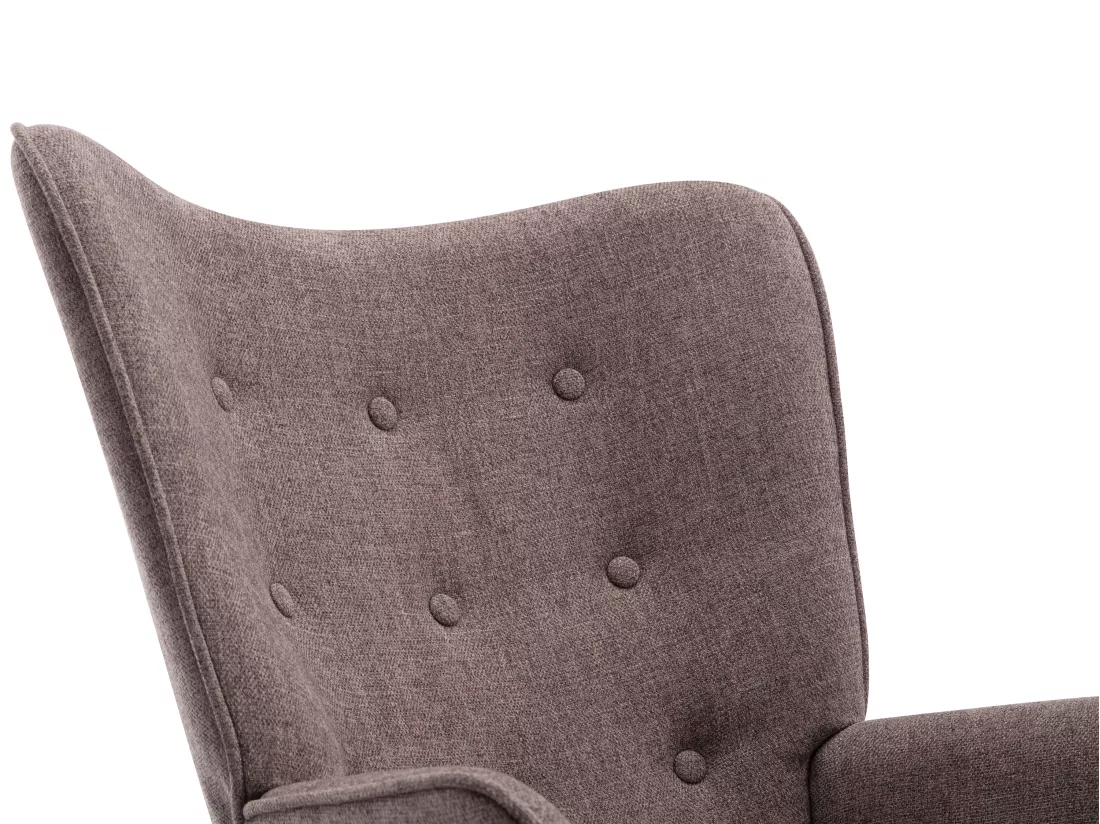 Fauteuil à bascule en tissu chiné taupe ELMINA II