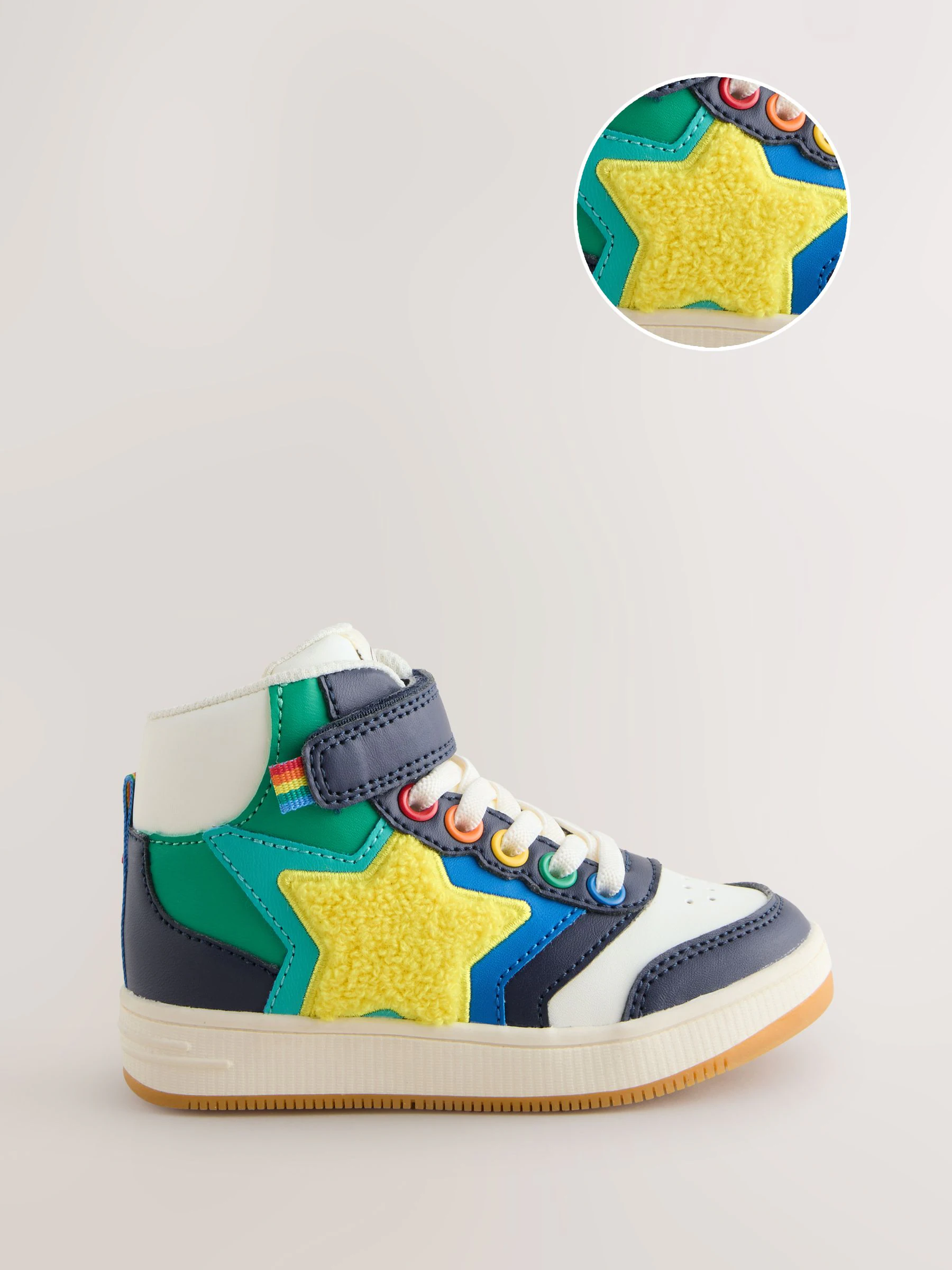 Meerkleurige bouclé met regenboog - Little Bird by Jools Oliver - Hoge sneakers met sterren