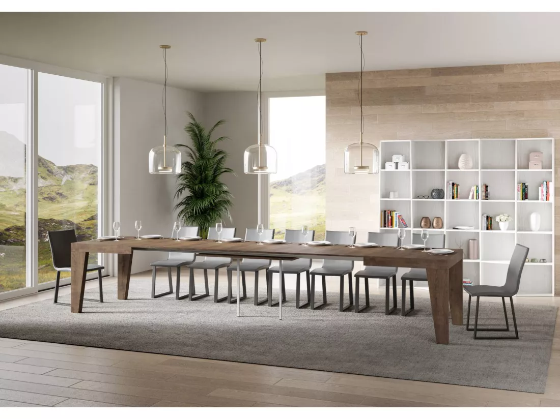 Table extensible 90x180/440 cm Naxy Noyer