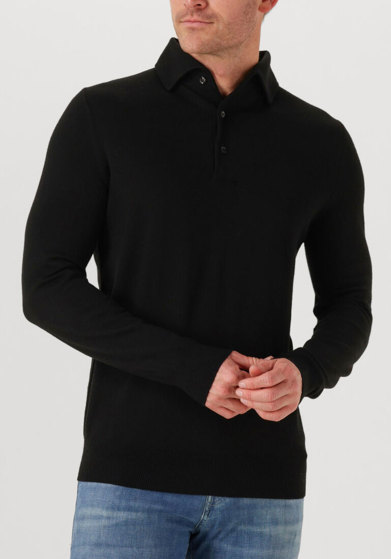 zwarte leurink knit polo polo hidden button down