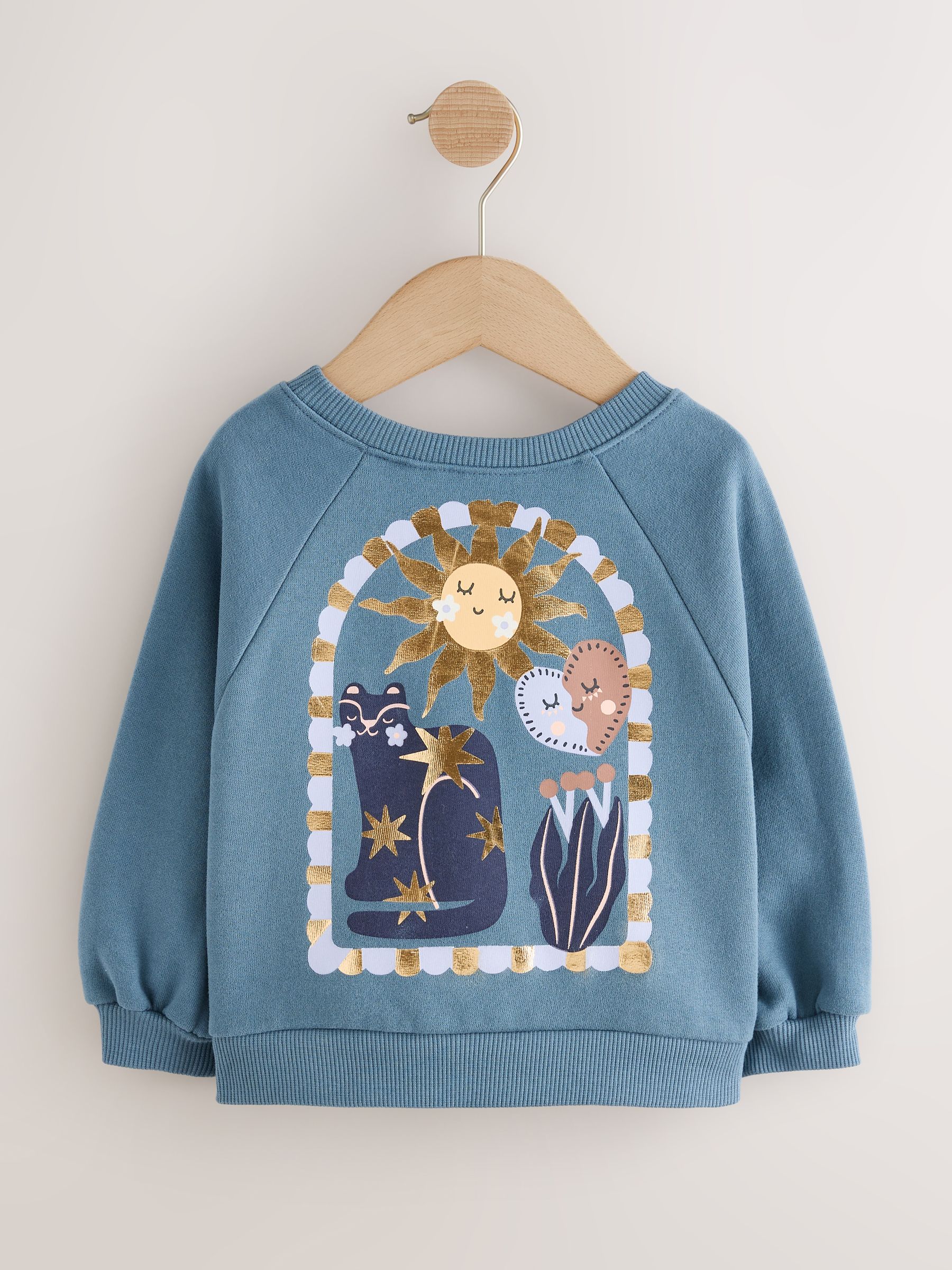 Blauw met hemellichamen - Sweatshirt met ronde hals (3 mnd-7 jr)