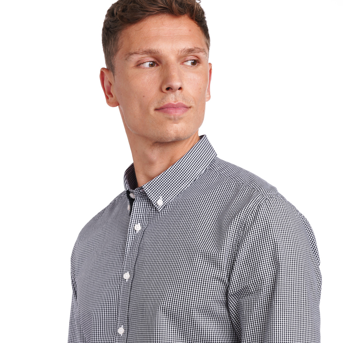 VanVaan Herren Hemd im kleinkarierten Dessin dunkelblau / weiss