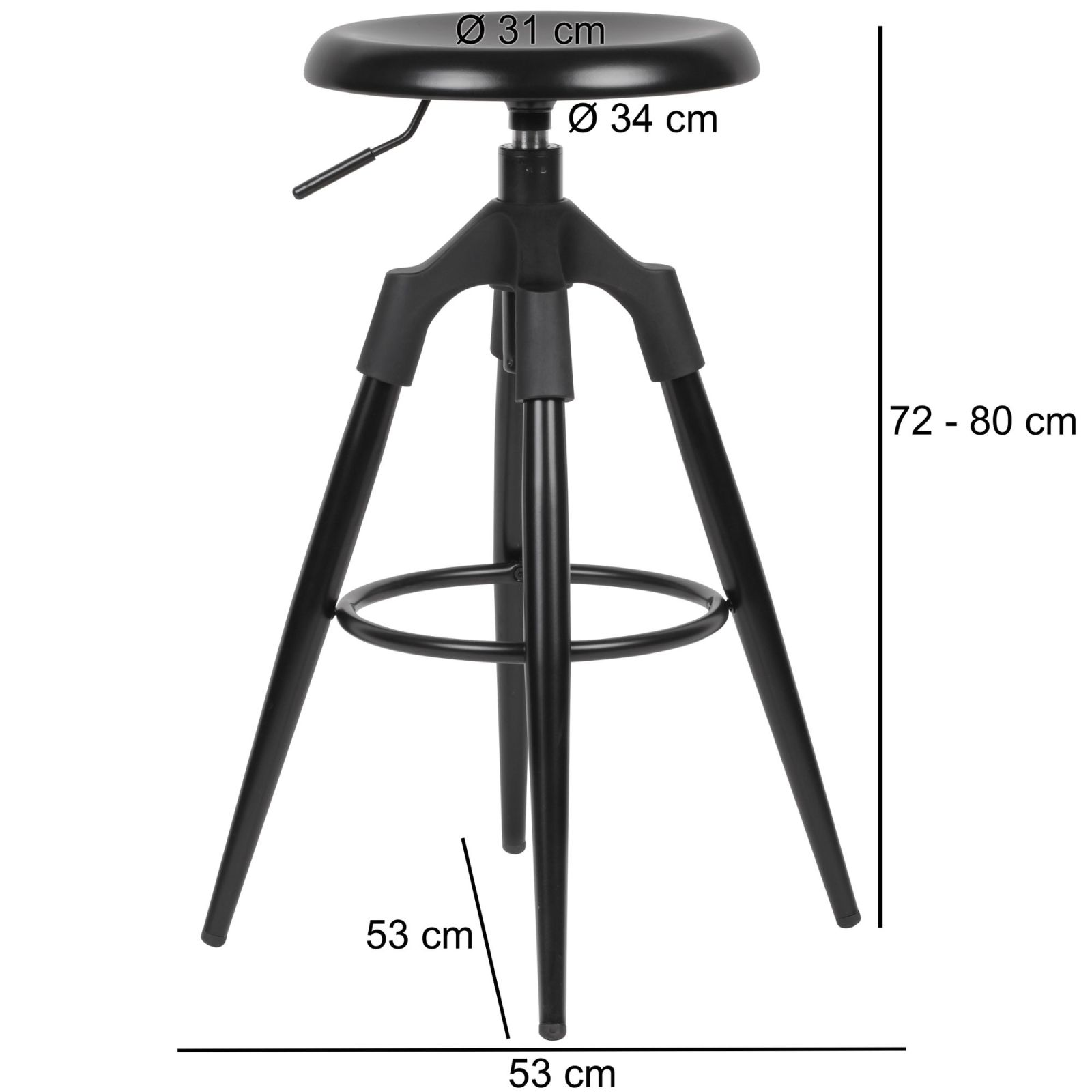 Barhocker - schwarz - Metall