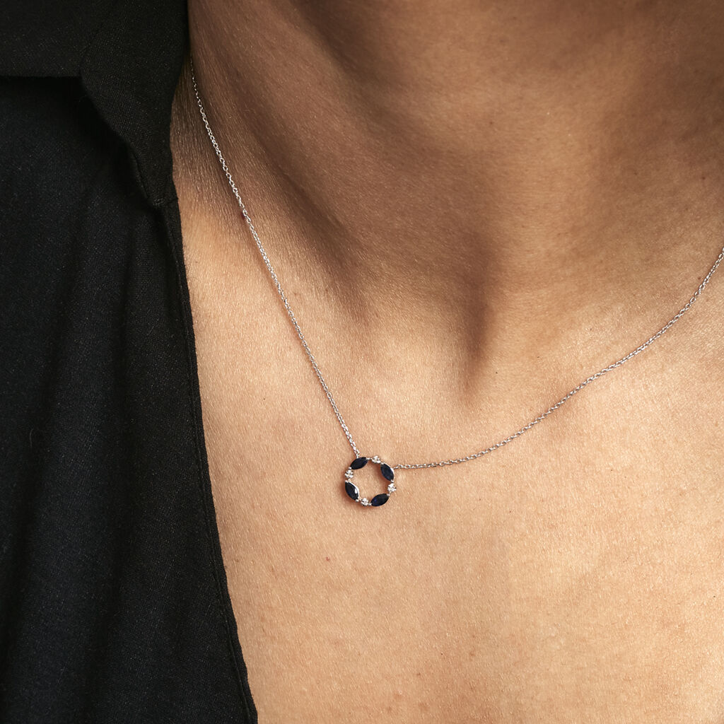 Collier Arlina Or Blanc Saphir Et Diamant
