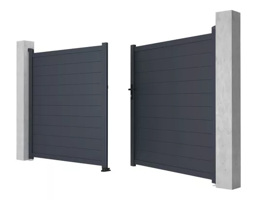 Portail battant aluminium plein L355 x H181 cm anthracite - NAZARIO