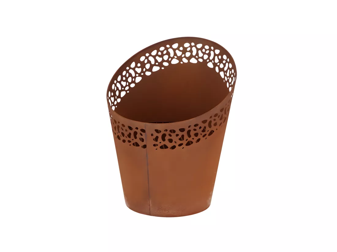 Brasero mouchettes découpées au laser en fer - Rouillé - D 36,5 x H 45,2 cm