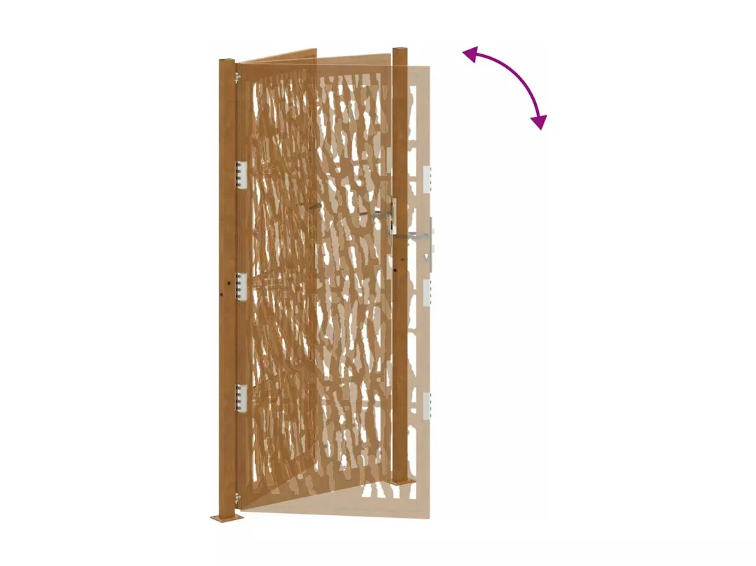 Porte de jardin acier résistant aux intempéries design tracés