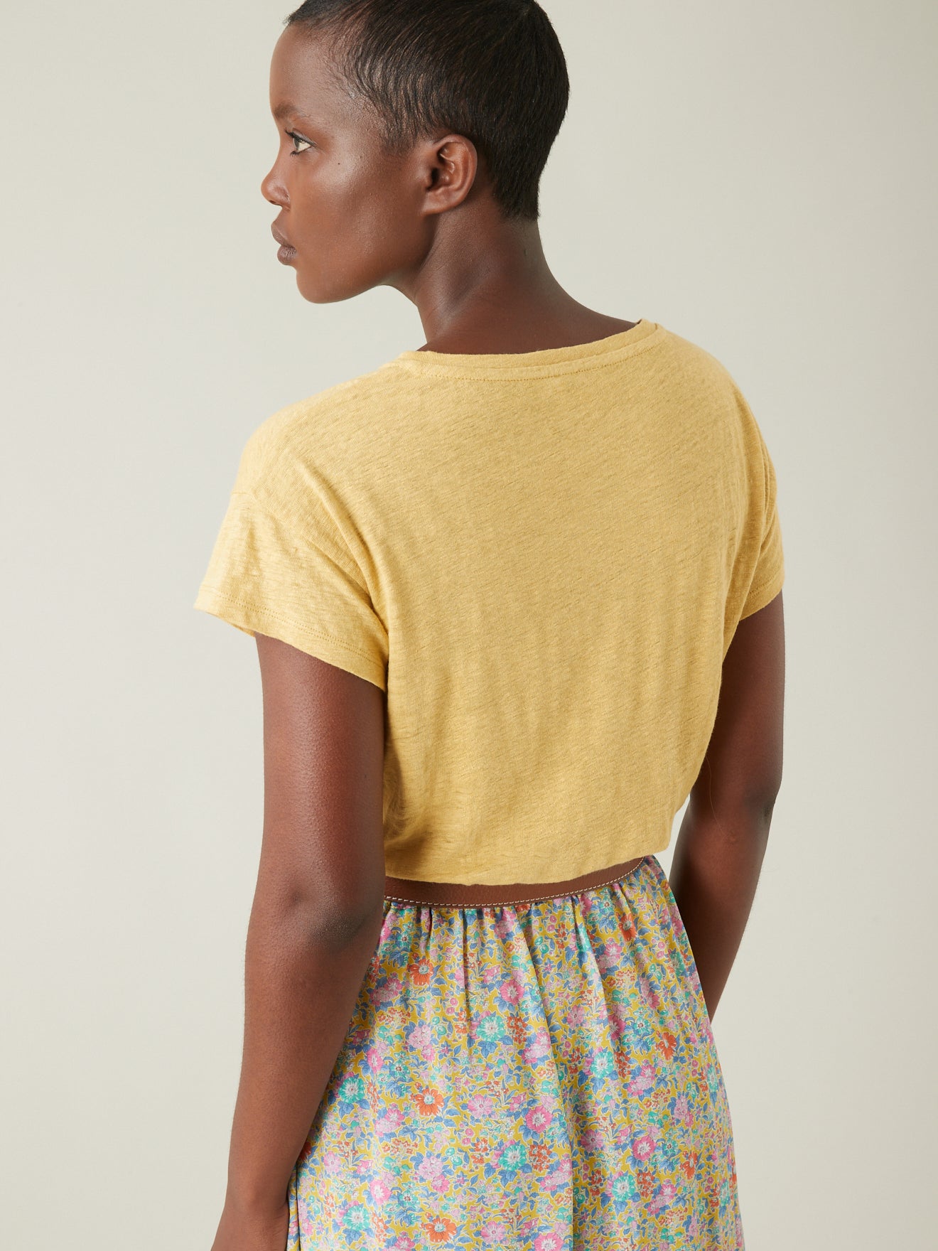 T-shirt lin femme col rond