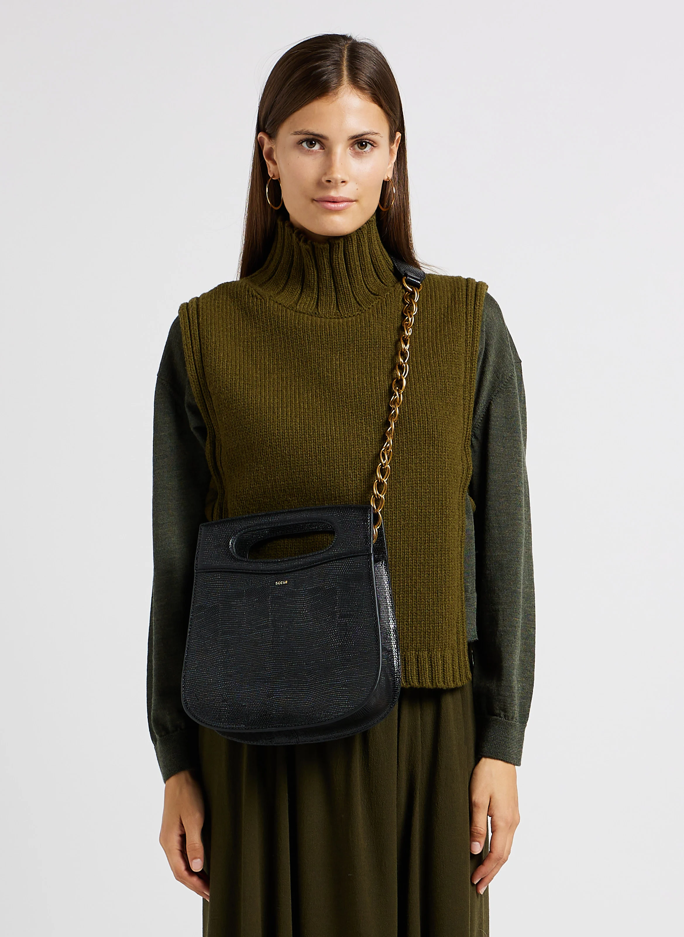 CHERI - Sac bandoulière en cuir| Noir