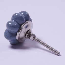 Keramik Möbelknopf 'Blume', handglasiert, grau, Ø 4 cm günstig bestellen