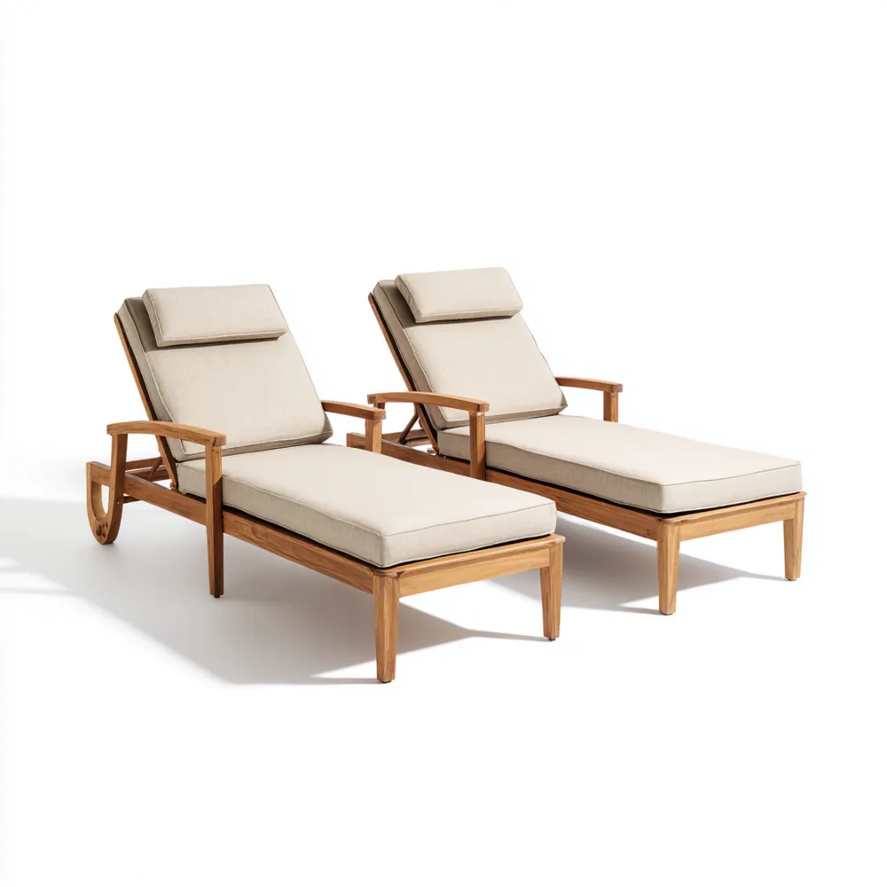 Verstellbare Gartenliege Holz 200x65 cm – Beige
