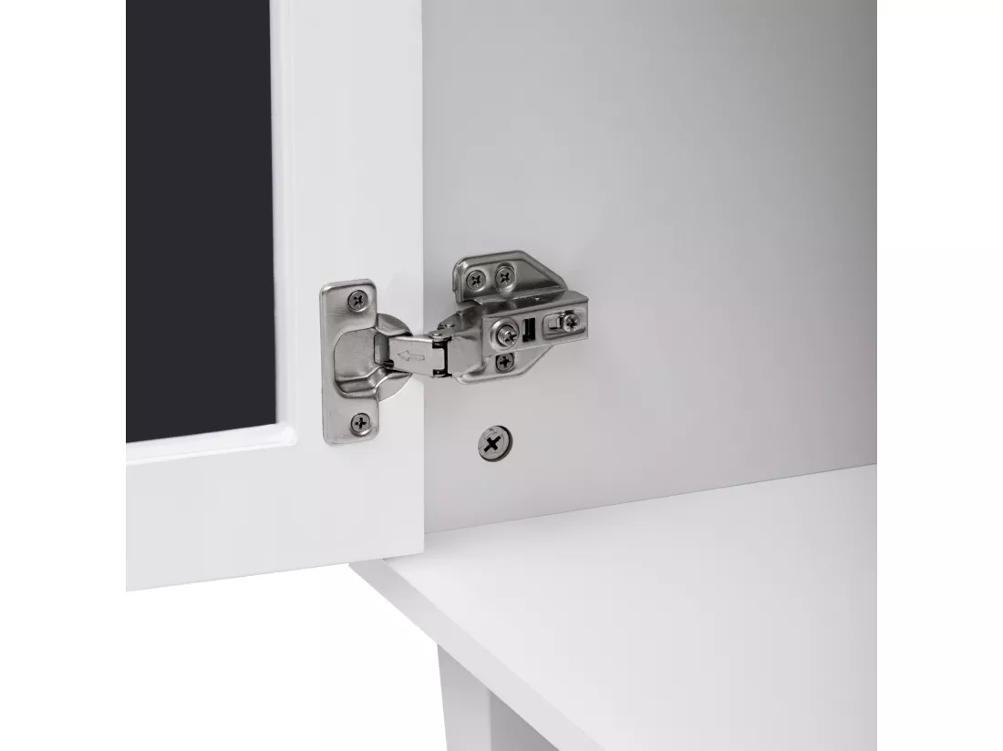 Buffet 160x40x85cm - avec 4 portes, poignées en cristal froid, stratifié mobile - pour salon et salle à manger - Blanc