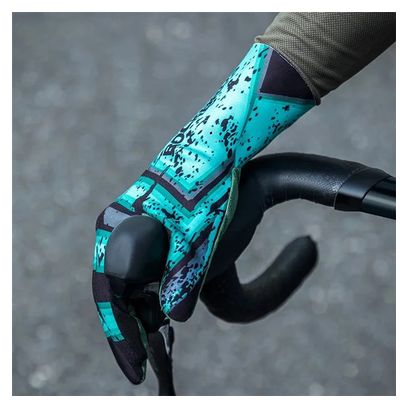 Paire de gants de vélo d'hiver plein doigt thermiques chauds bleu