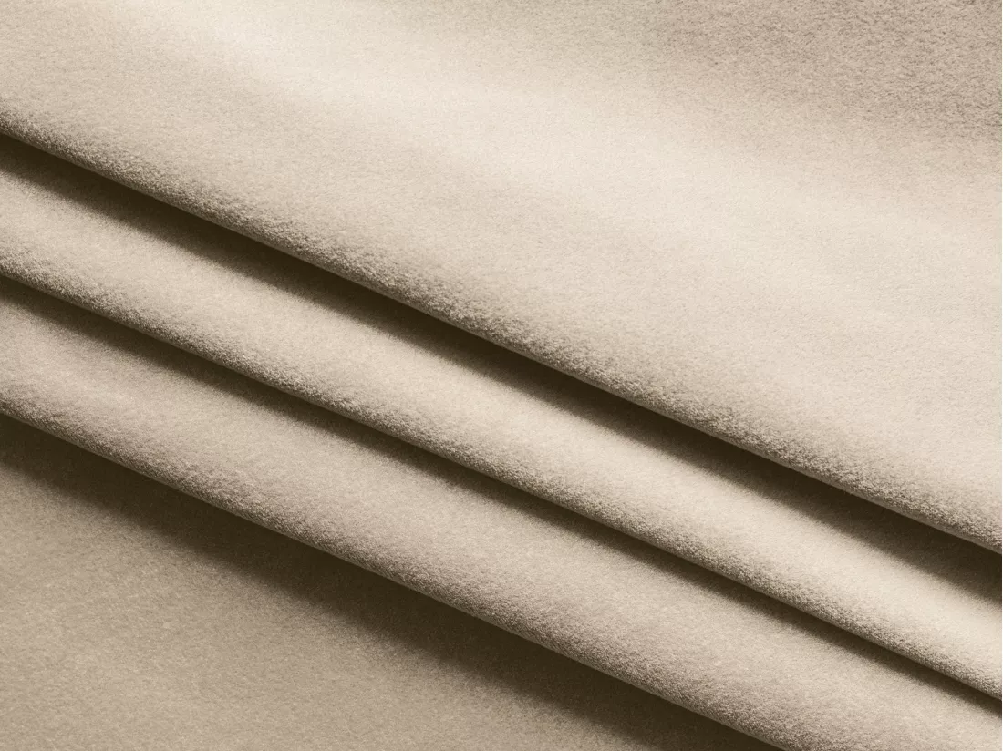 Canapé d'angle panoramique en velours - beige clair - HOKU