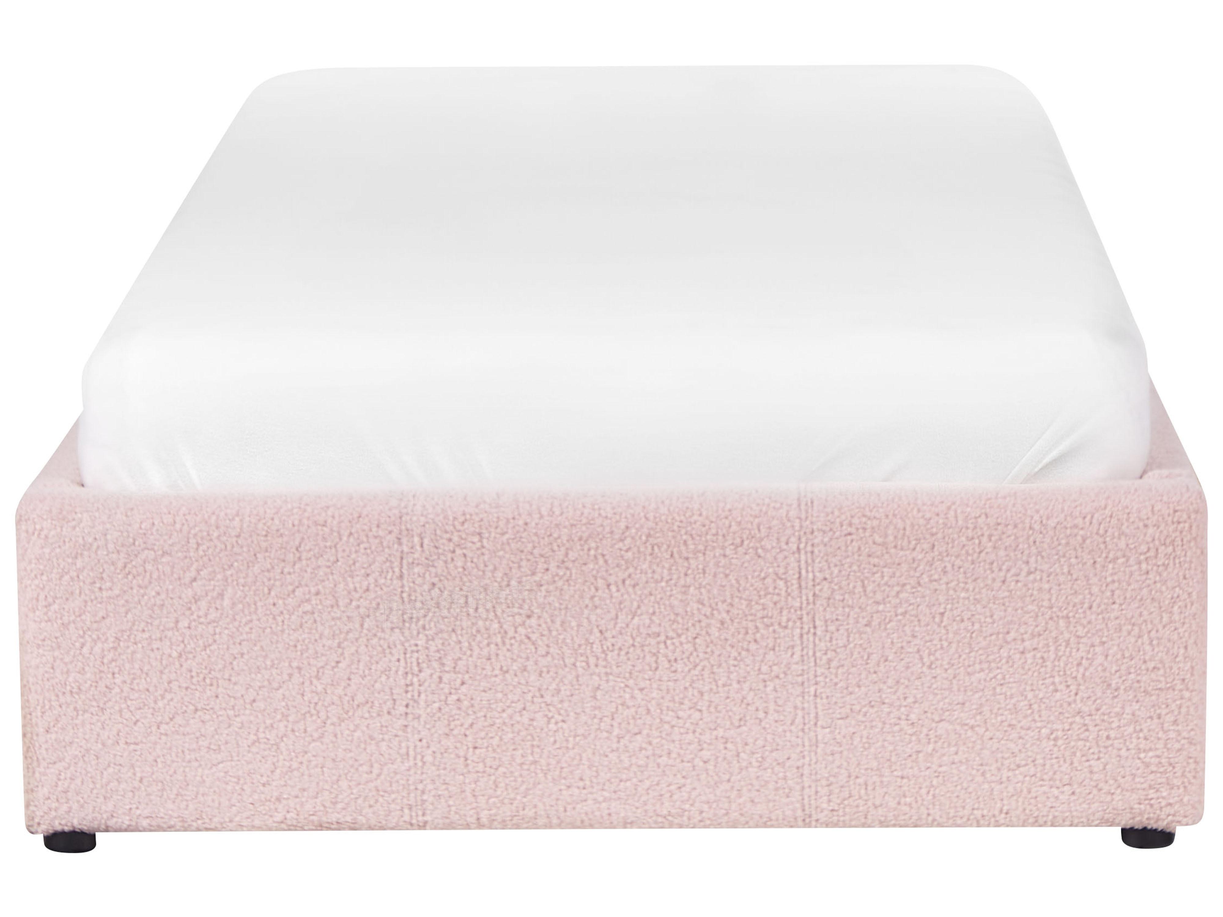 Opbergbed zonder hoofdbord Bouclé DINAN 90 x 200 cm Pastelroze