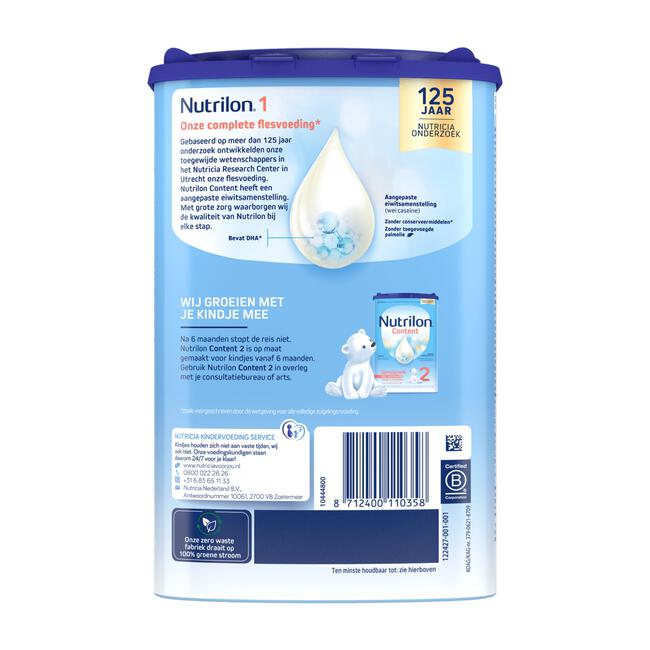Nutrilon Content 1 Volledige Zuigelingenvoeding 0-6 Maanden 800 GR
