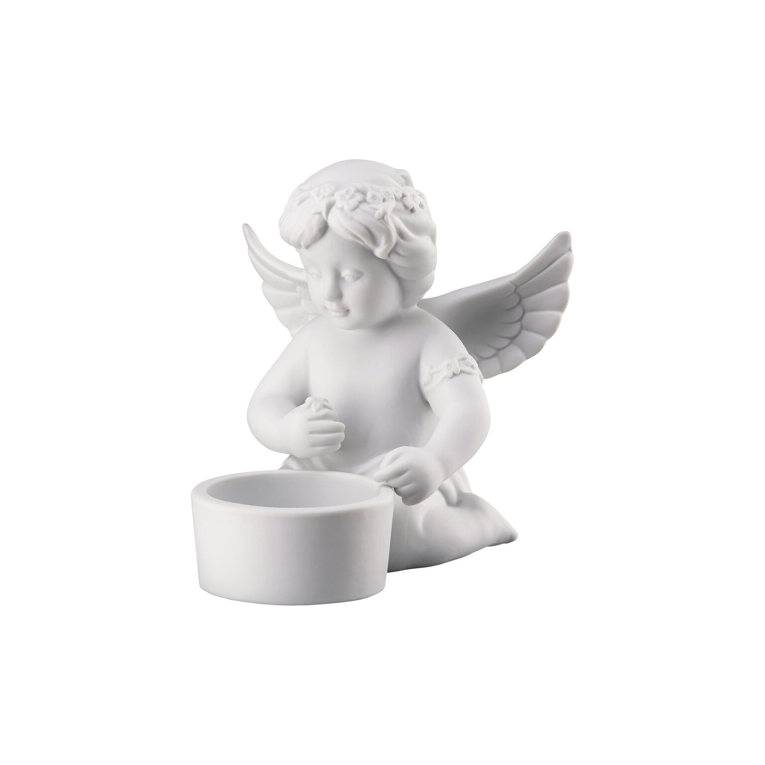 Angels Weiss matt Engel mit Blumenkranz