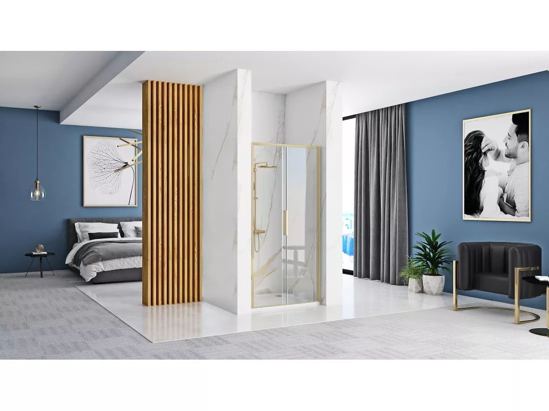 Porte De Douche Coulissante Rea Rapid Slide 100 Brush Gold