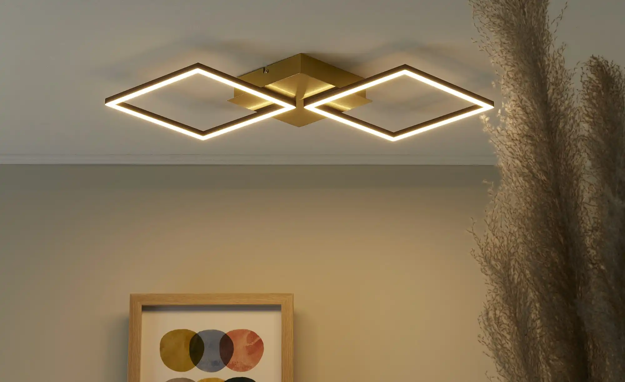 KHG LED-Deckenleuchte, 2-flammig, schwarz/goldfarben