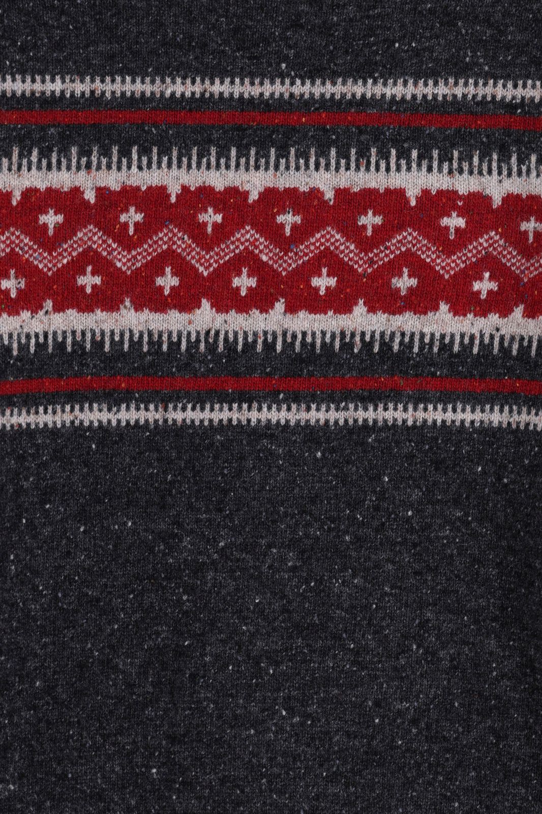 Donkergrijze wollen trui met jacquard print