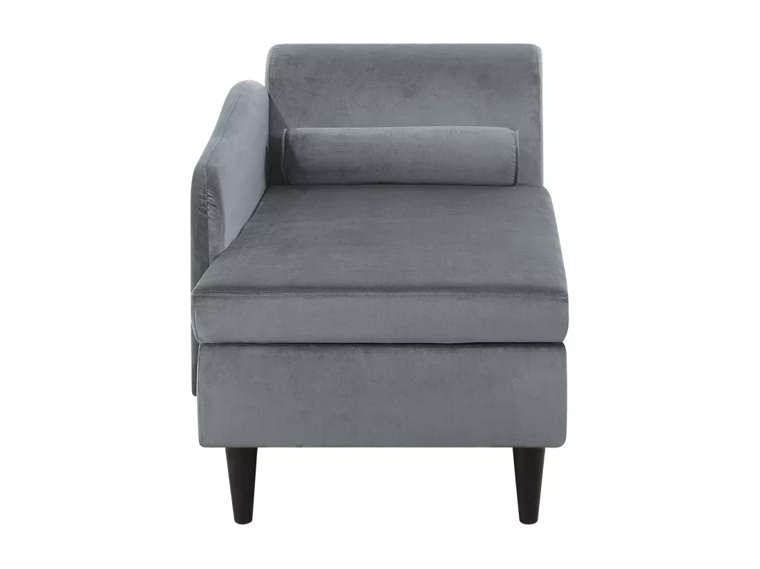 Chaise longue côté droit en velours gris clair LUIRO