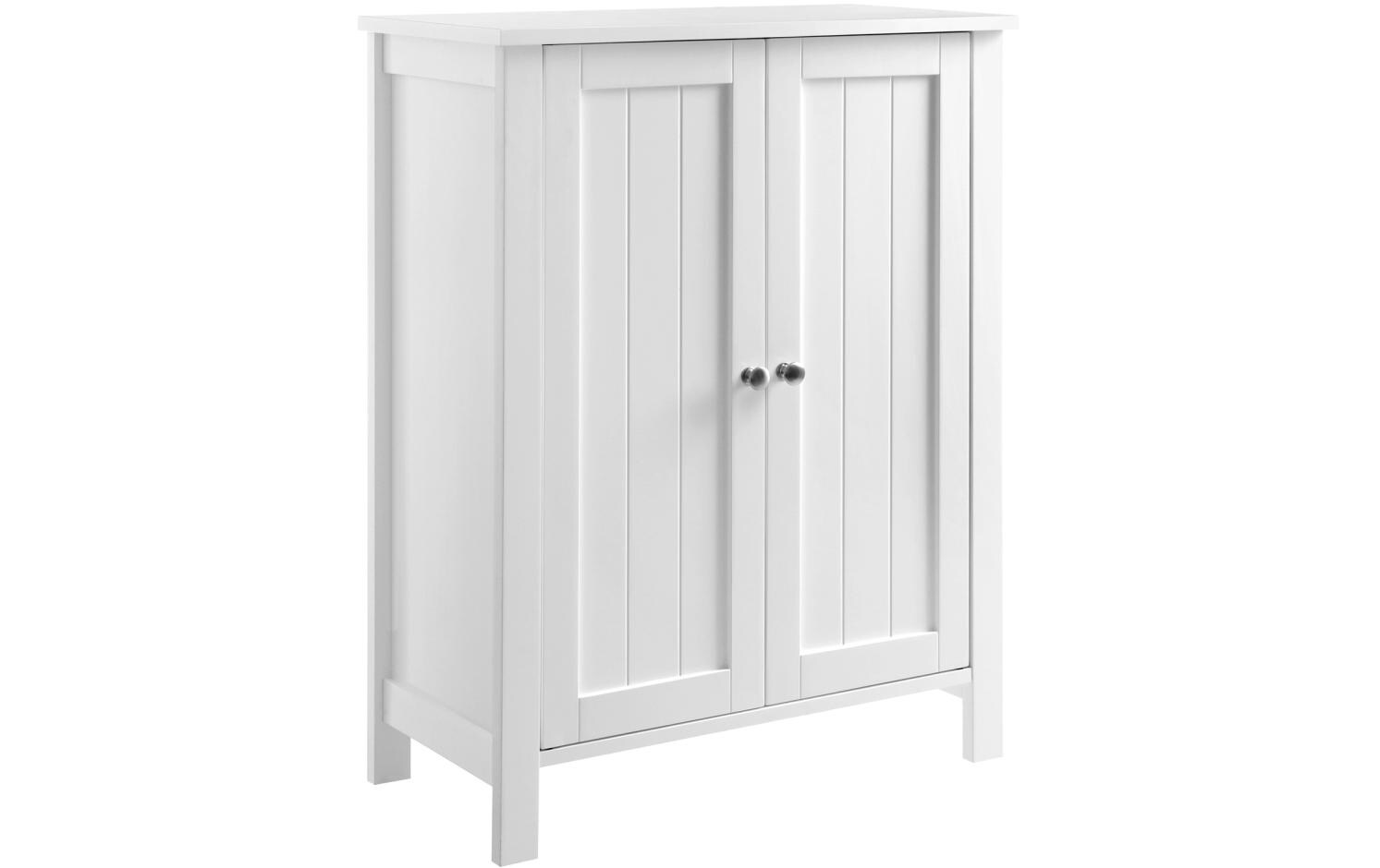 Badezimmerregal mit Doppeltür 60 x 80 cm, Weiss<br>Schrank mit verstellbarem Einlegeboden