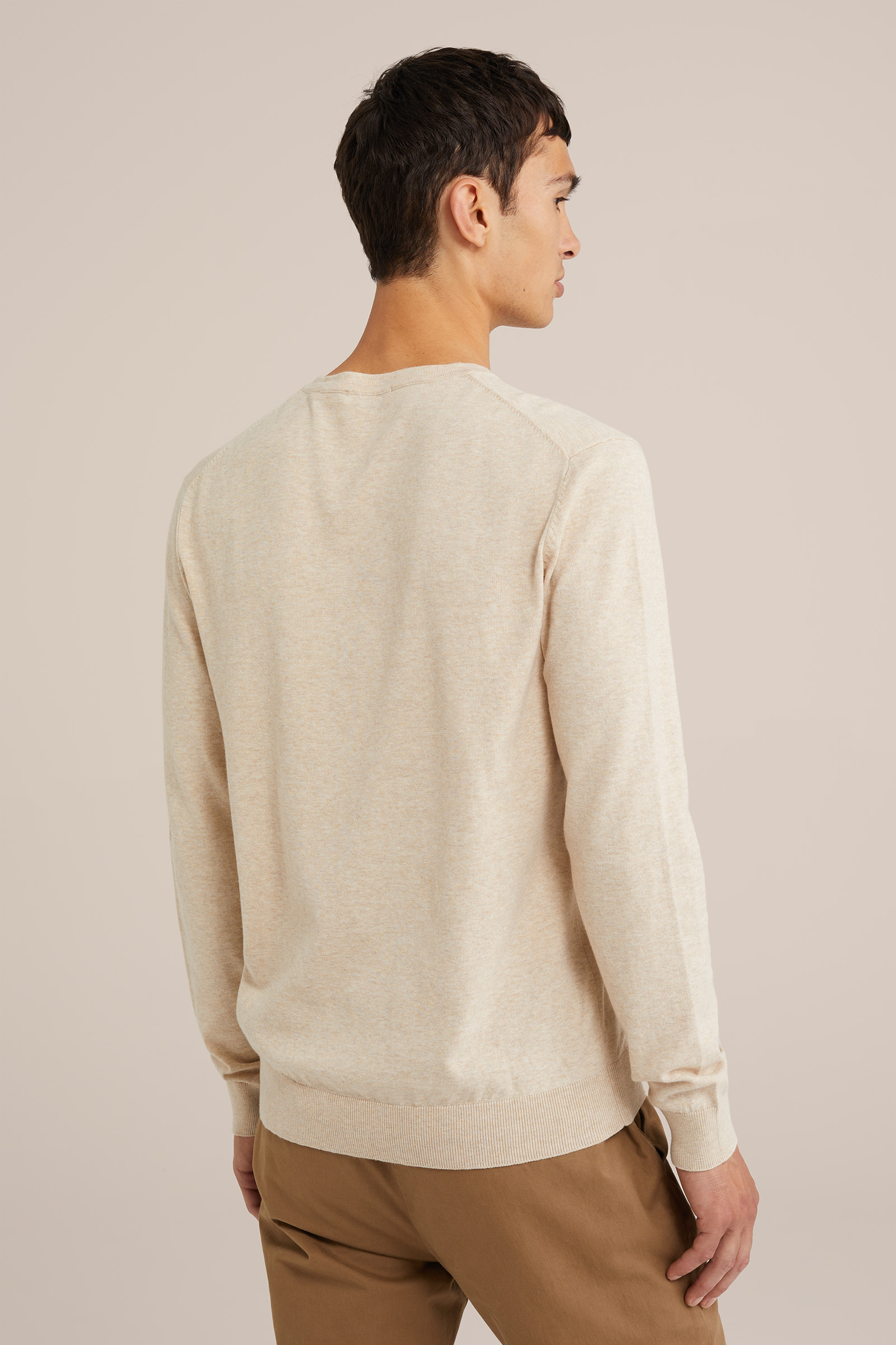 fijngebreide trui van katoenmix Fundamentals Beige