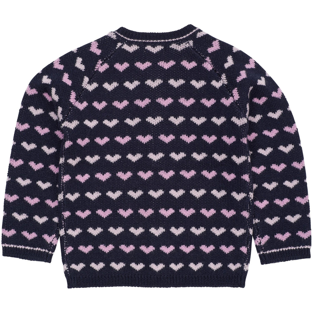 Køb COPENHAGEN COLORS Navy/Bubblegum Comb Merino Heart Cardigan