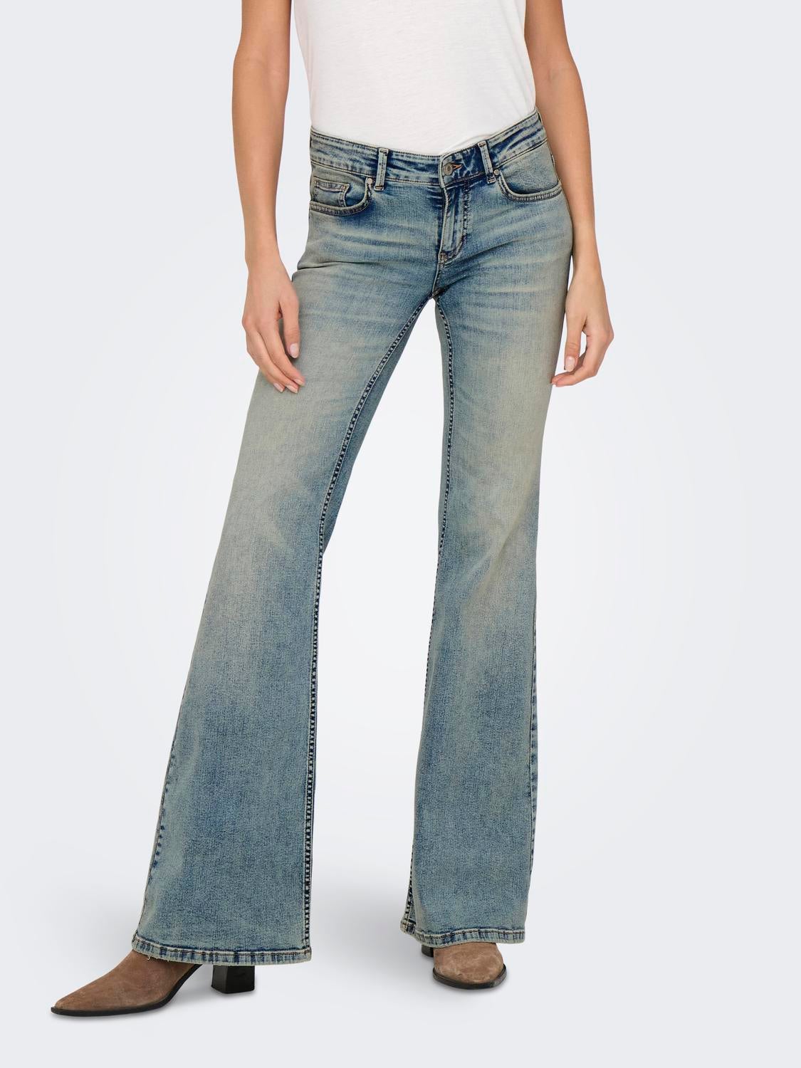 ONLTIGER Niedrige Taille Ausgestellt Jeans Medium Blue Denim