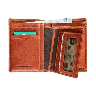 Maverick Rough Gear - Portefeuille - RFID, with removable cardholder - cuir de buffle pleine fleur à tannage végétal - cognac