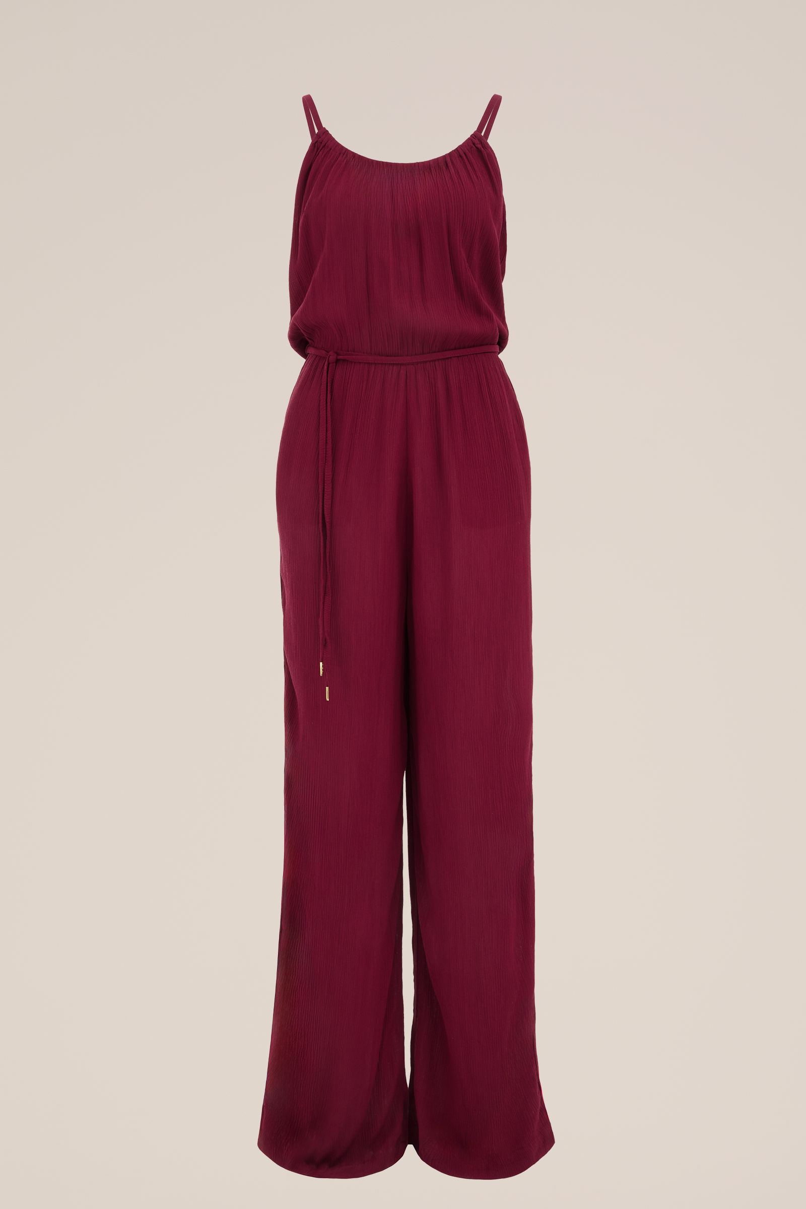 jumpsuit met structuur WE Fashion Donkerrood