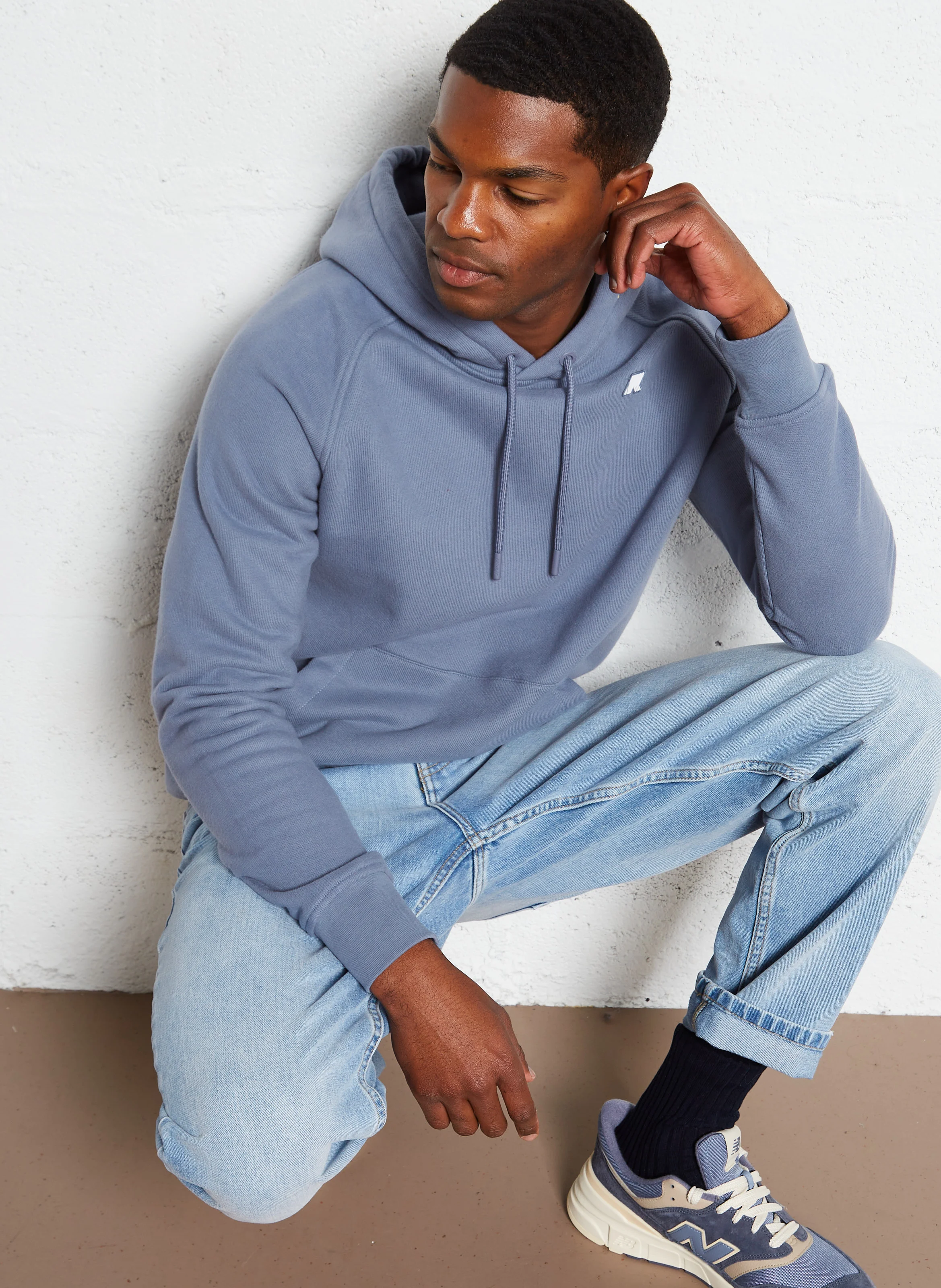 ALBAN HEAVY FLEECE - Sweat à capuche en coton mélangé | Bleu