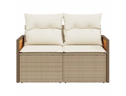 VIDAXL - Canapé de jardin avec coussins 2 places beige résine tressée