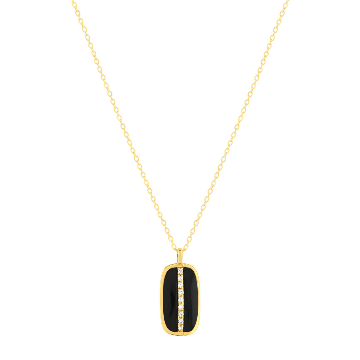 Collier or 375 jaune résine noire et zirconias 43cm