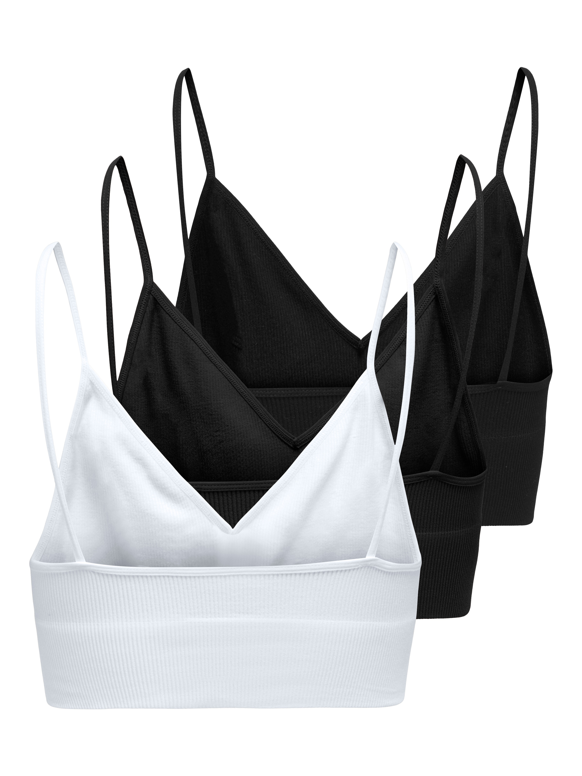ONLY Bustier »ONLVICKY RIB S-L V-NECK 3-PACK TOP NOOS«, 3 Stk. figurbetont, modisch, Materialmix, Jersey, Spaghettiträger