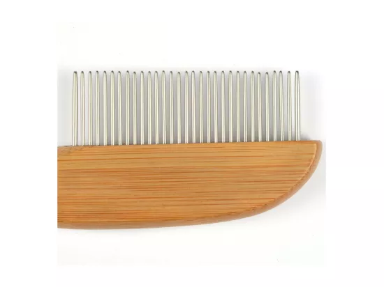 Peigne râteau à démeler pour animaux 31 dents en bambou - Beige - l 5.5 x L 21.5 cm