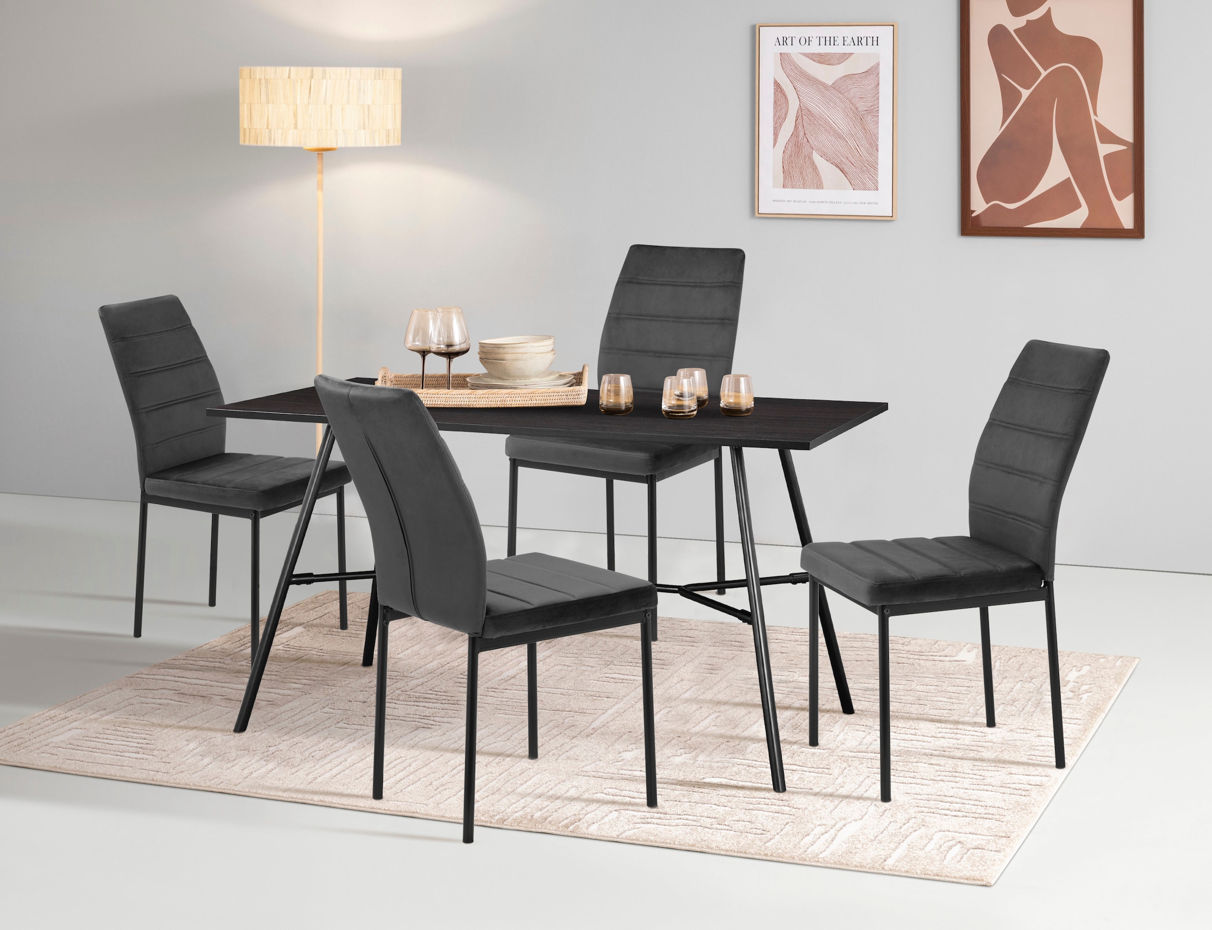 INOSIGN Essgruppe »Canningtone, TOPSELLER!, OTTOs Choice« Esszimmer, Essgruppe, Sitzgruppe TOPSELLER!,  Metall Gestell, Tischplatte MDF mit Melaminbeschichtung, OTTOs Choice