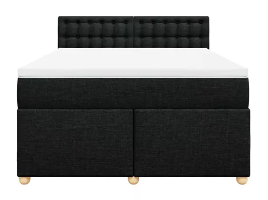 Sommier à lattes de lit avec matelas Noir 160x200 cm Tissu