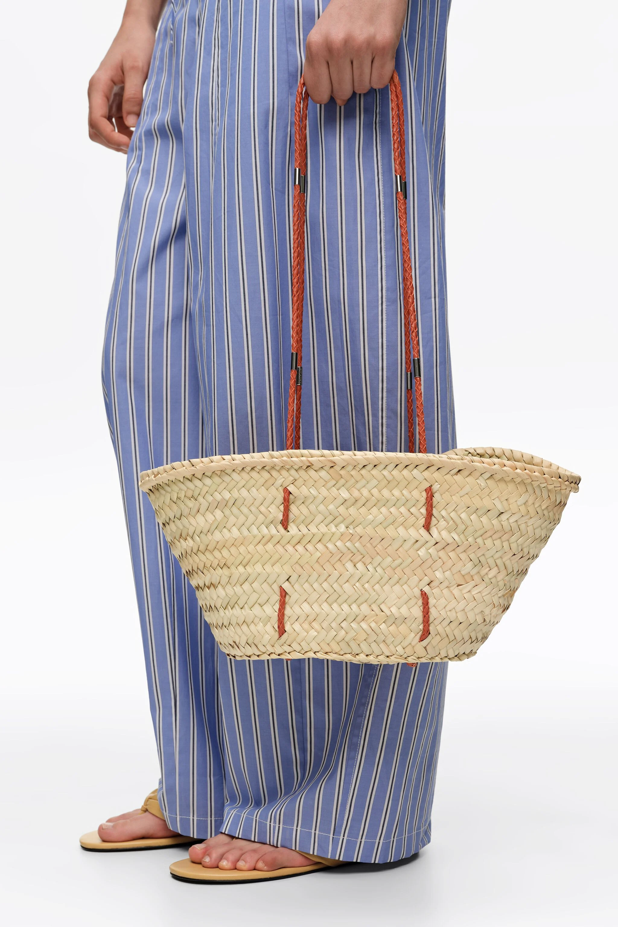 Bolsa de vime de palha natural tamanho médio