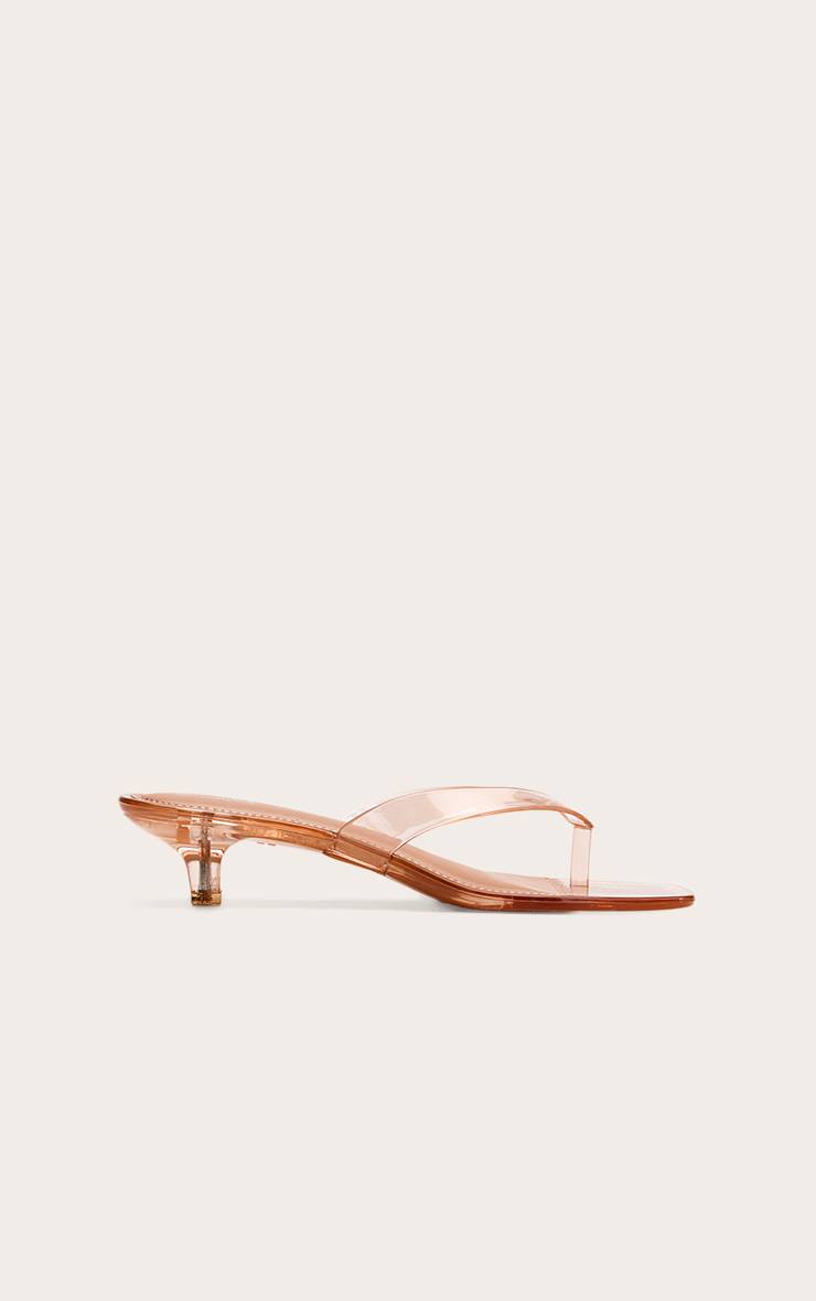 Marron Mules Tongs À Talon Bobine En Perspex