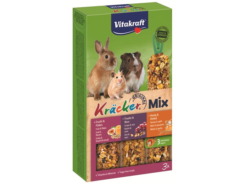 Vitakraft Snack Kräcker Trio Mix Frucht, für Nager Mischfuttermittel für alle Nager
